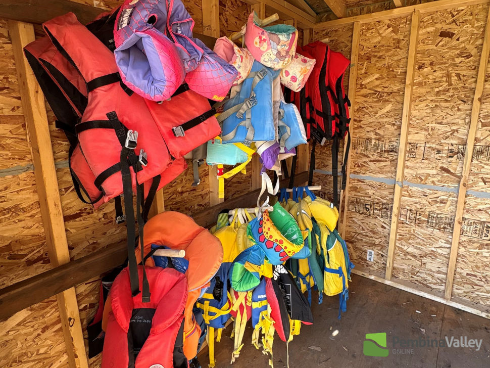 life jackets in a shed