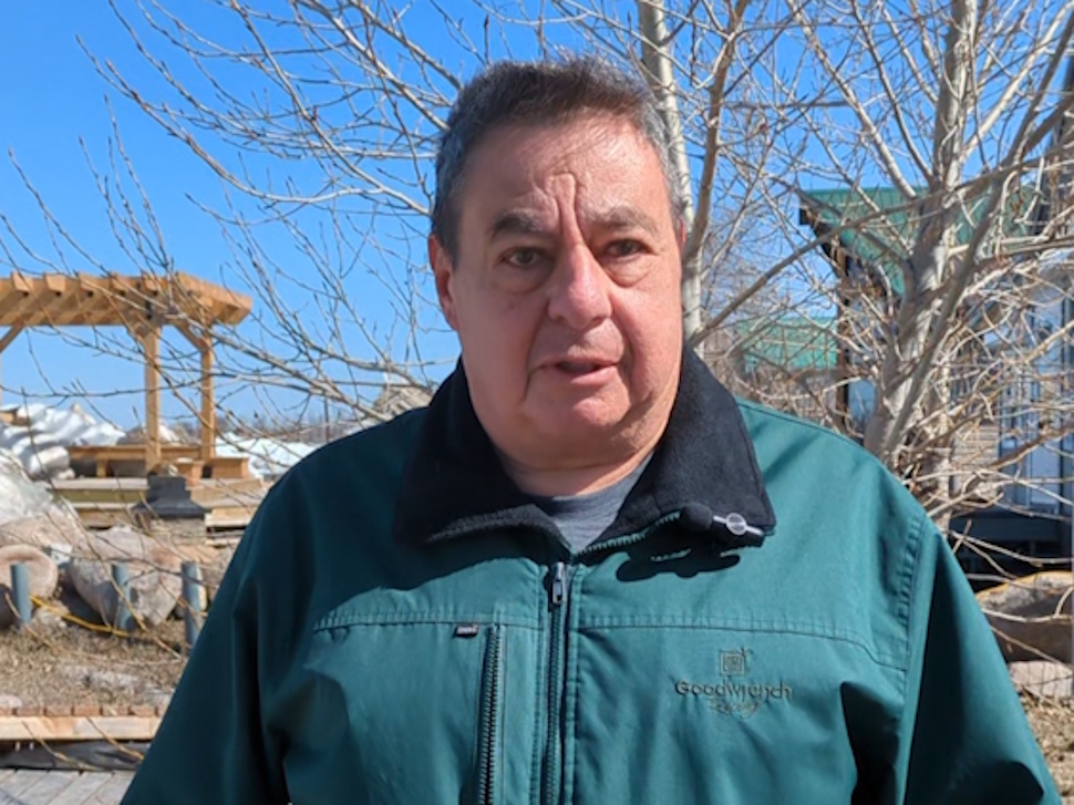 Richard Chartrand, Reeve of the Rural Municipality of St. Laurent, speaking outdoors