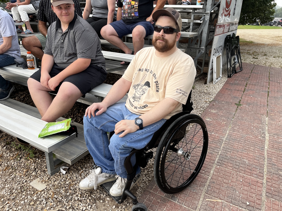 Evan Williams threw out the ceremonial first pitch at the Battle of the Tater Titans charity game in honour of his late father, Scott Williams.