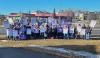 CUPE Local 5040 members picketing near the Foothills Composite High School on February 24, 2025. OkotoksOnline/Harrison O'Nyons