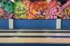The new mural at Southport Bowl, freehanded by Rachel Lancaster with glow paint
