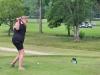 A golfer follows through on a strong drive under hot, humid skies during Stride’s fundraising tournament at Portage Golf Club. PortageOnline/ Tristen Sokolosky
