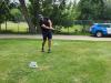 A golfer follows through on a strong drive under hot, humid skies during Stride’s fundraising tournament at Portage Golf Club. PortageOnline/ Tristen Sokolosky