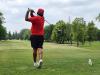 A golfer follows through on a strong drive under hot, humid skies during Stride’s fundraising tournament at Portage Golf Club. PortageOnline/ Tristen Sokolosky