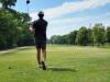 A golfer follows through on a strong drive under hot, humid skies during Stride’s fundraising tournament at Portage Golf Club. PortageOnline/ Tristen Sokolosky
