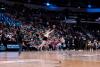 Sydney Last taking the half-court shot challenge at a Winnipeg Sea Bears game. 